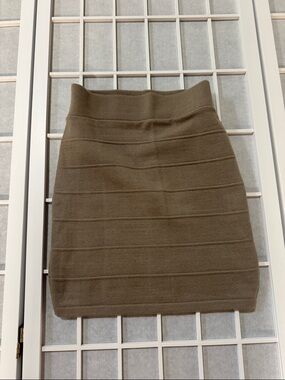 Joyce Leslie Olive Ribbed Pencil Skirt